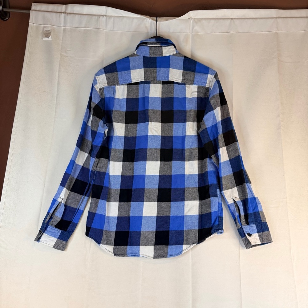 AMERICAN EAGLE Men’s Size S Shirt Button Down Blue Buffalo Plaid Flannel Classic - Picture 12 of 16